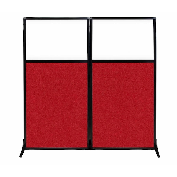 Work Station Screen 66" x 70" Red Fabric With Clear Window